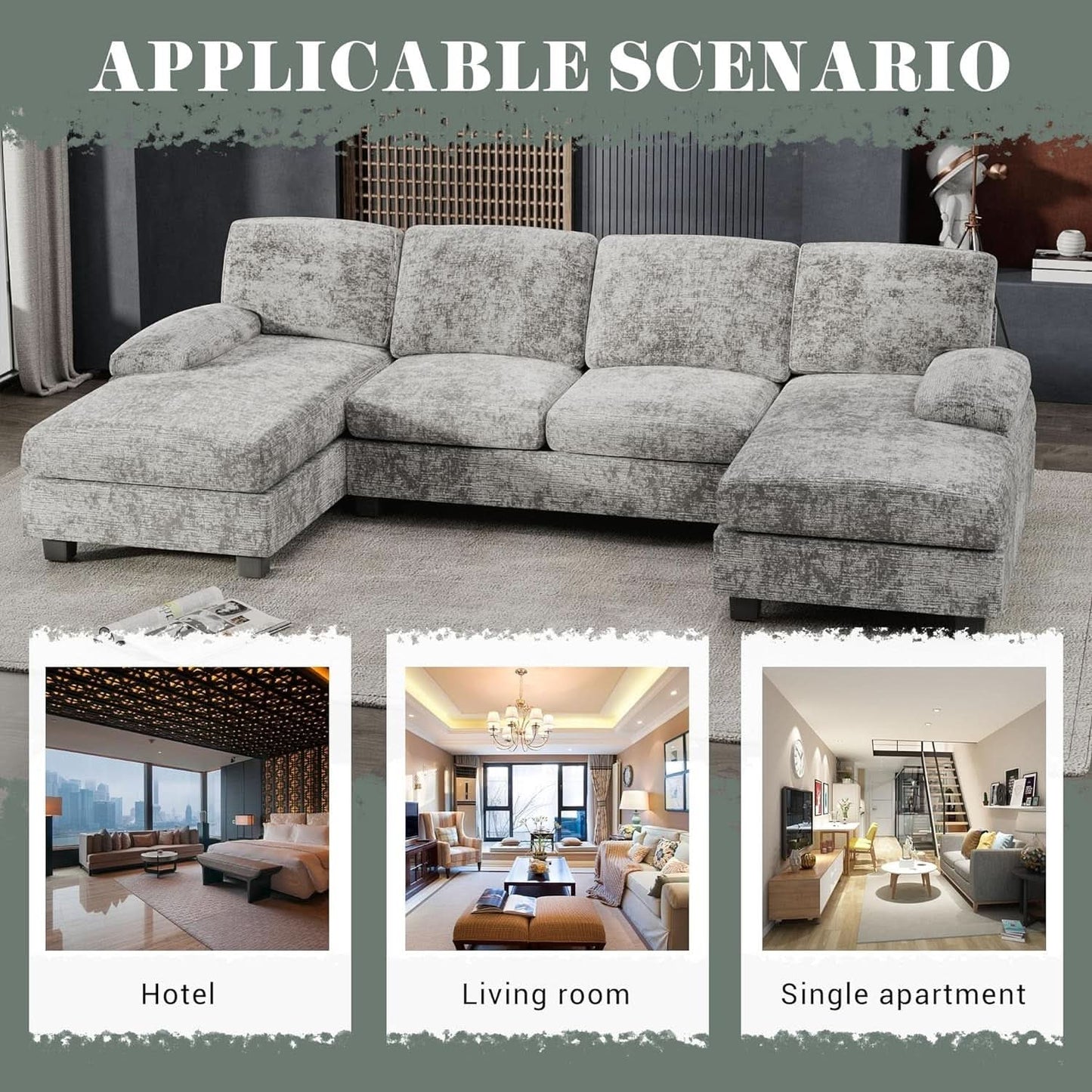 2 Piece Fabric Sectional Sofa With Reversible Chaise