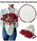 Color: black - Size: Full - Finished Rose Blanket Bouquet Flowers Handmade Crochet Acrylic Fuzzy Sweater Bed Couch Mothers Day Gift For Mum 250708