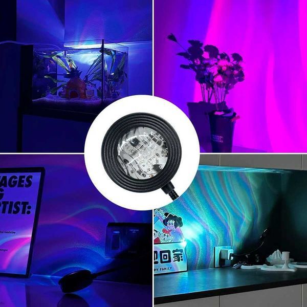 USB Colorful Aurora Projector Light Water Ripple Light Remote Control Dimming Portable Night Light for Living Room Party Bar X250924