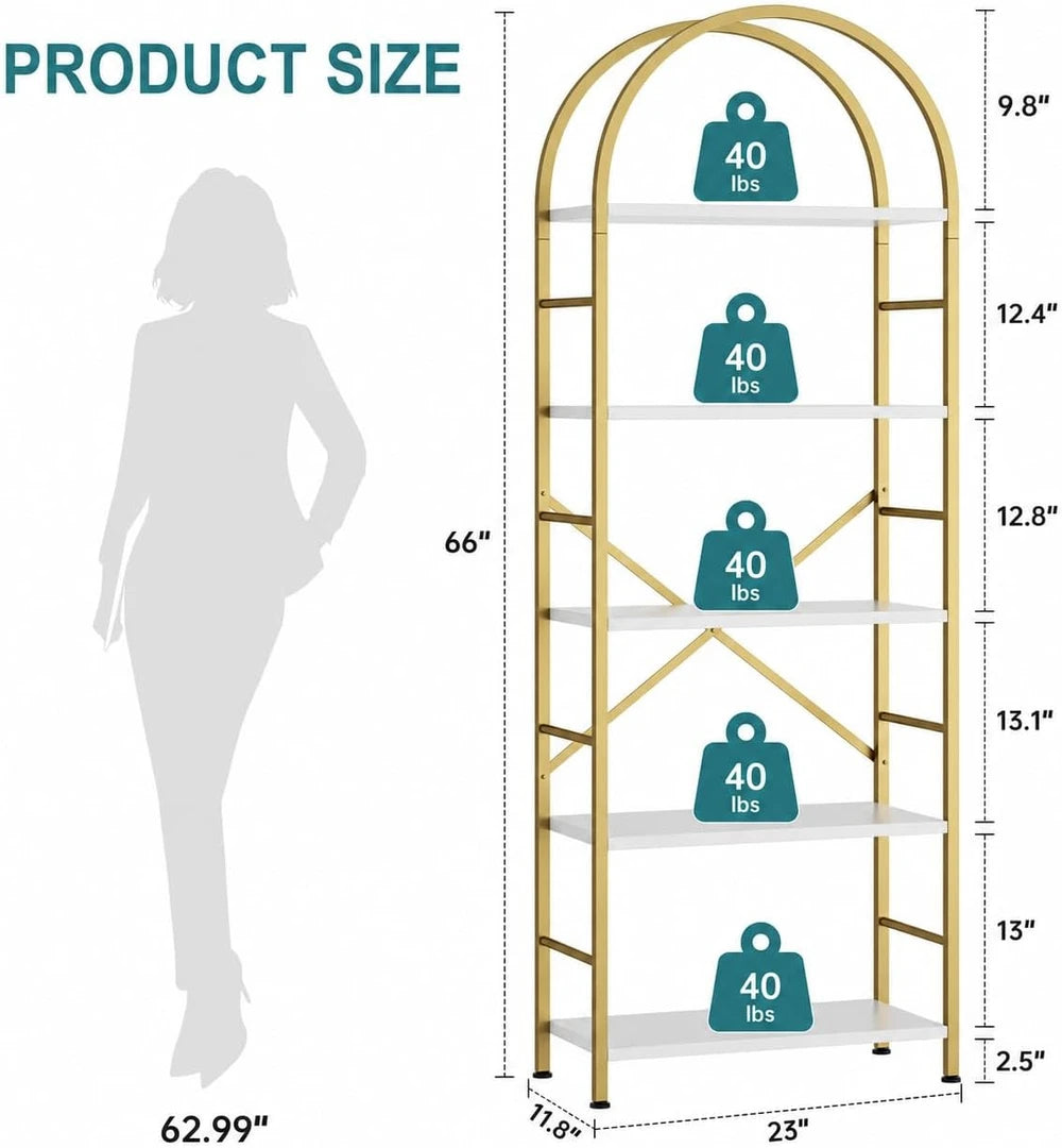 Gold Arched Bookshelf