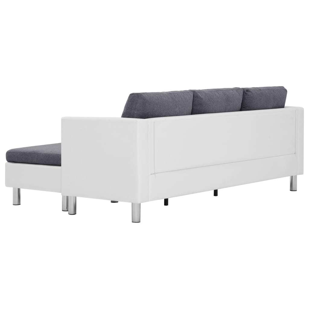 3-Seater Sofa with Cushions White Faux Leather
