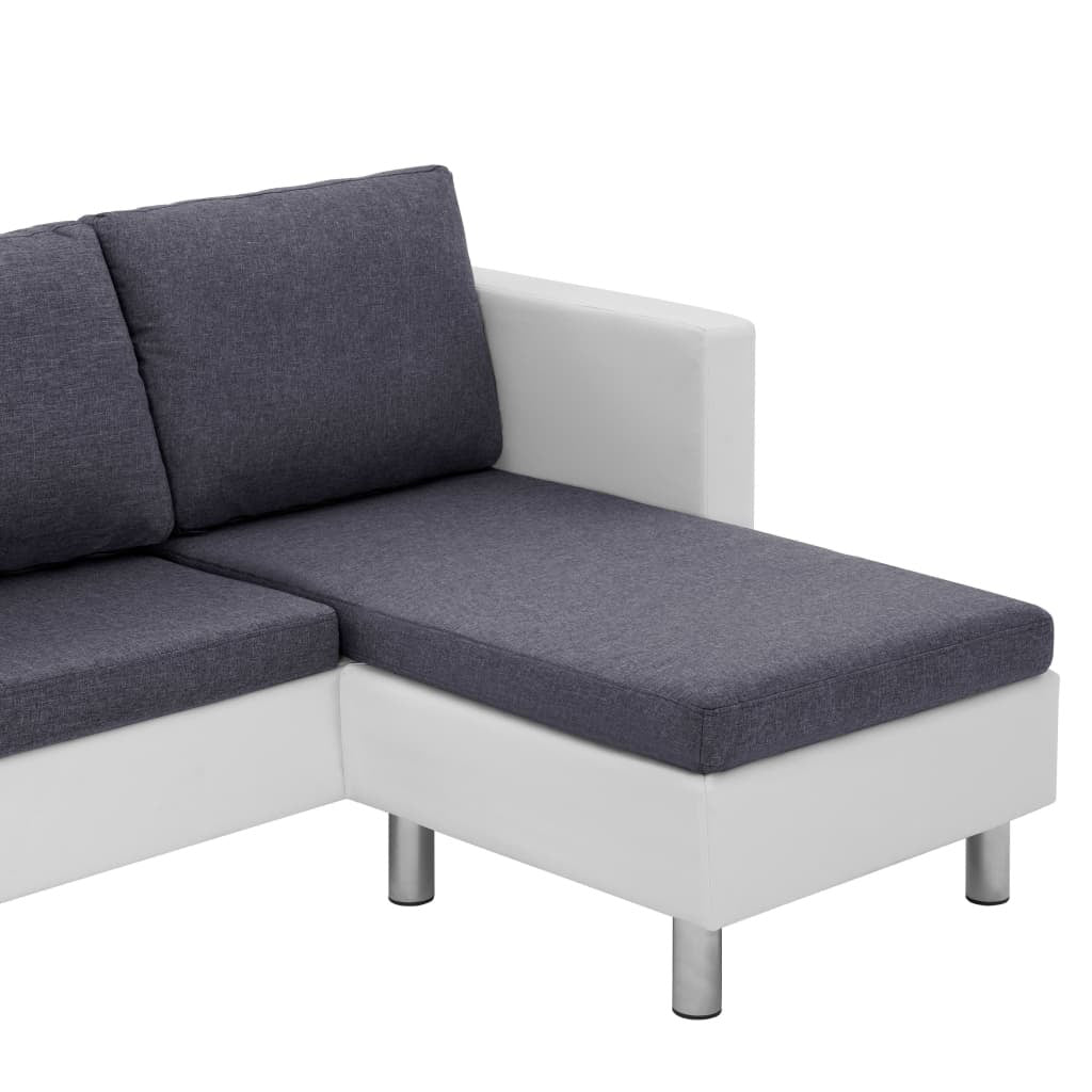 3-Seater Sofa with Cushions White Faux Leather