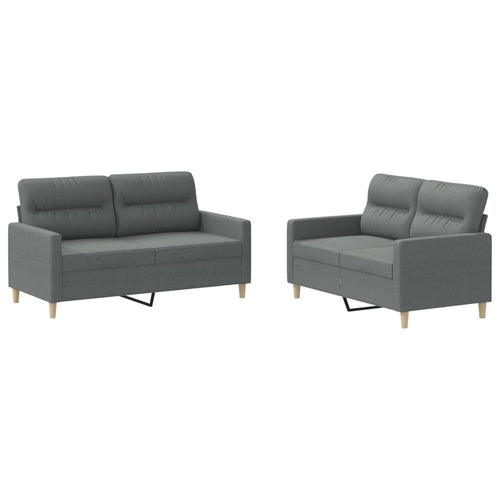 2 Piece Sofa Set with Cushions Dark Gray Fabric