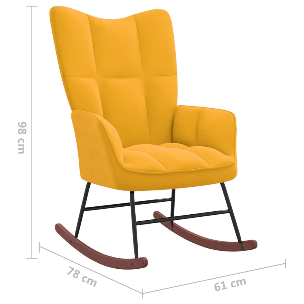 Rocking Chair Mustard Yellow Velvet