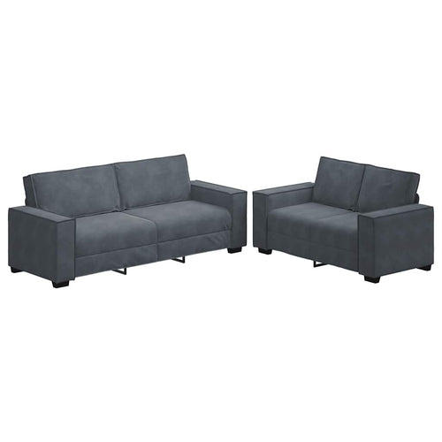 2 Piece Sofa Set with Cushions Dark Gray Velvet