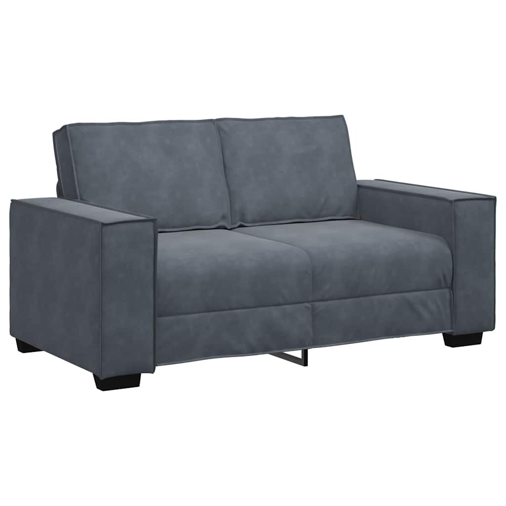 2 Piece Sofa Set with Cushions Dark Gray Velvet