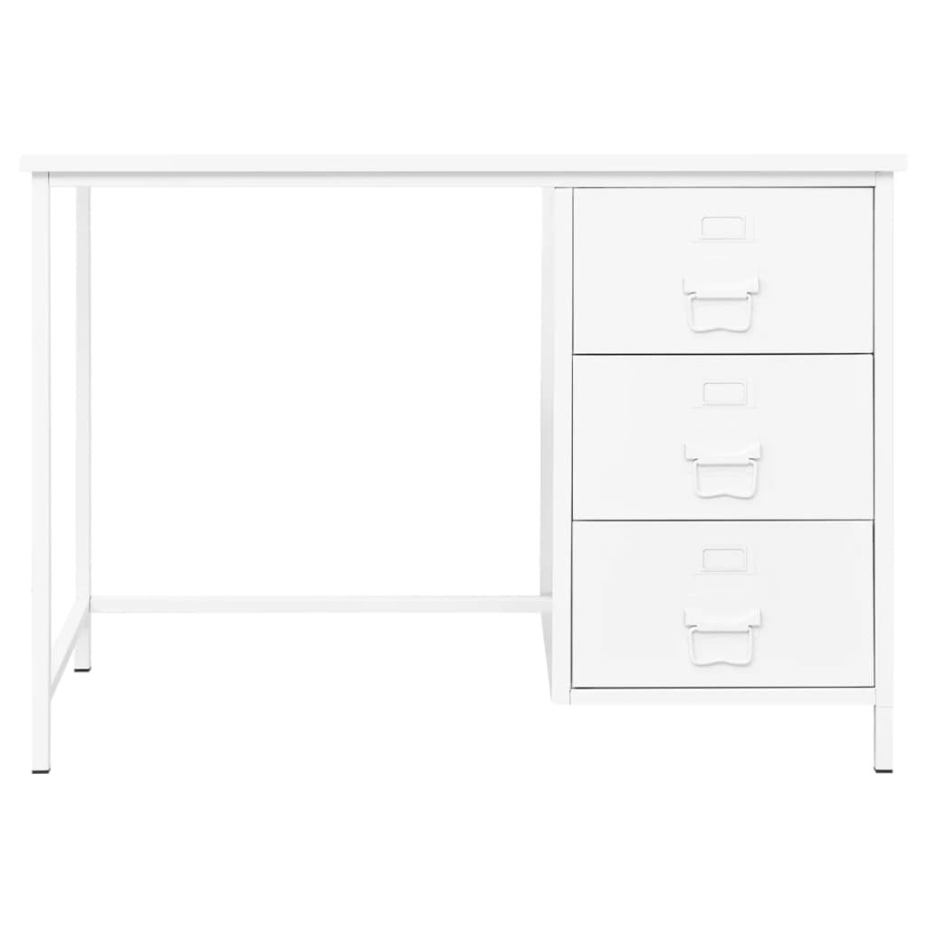 Industrial Desk with Drawers White 41.3"x20.5"x29.5" Steel