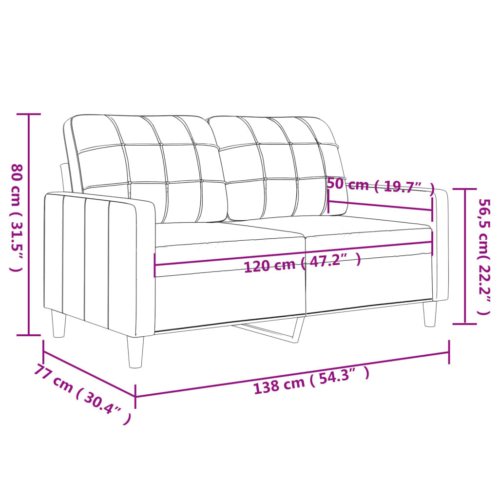 2-Seater Sofa Dark Gray 47.2" Fabric
