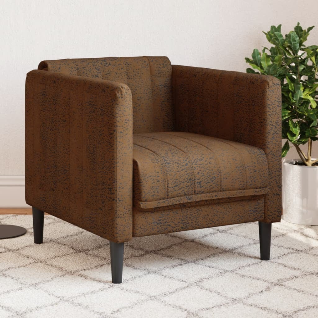 Sofa Chair Brown Faux Suede Leather