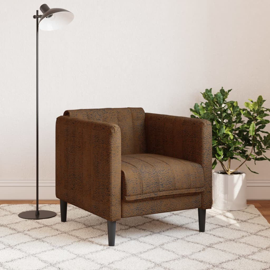 Sofa Chair Brown Faux Suede Leather
