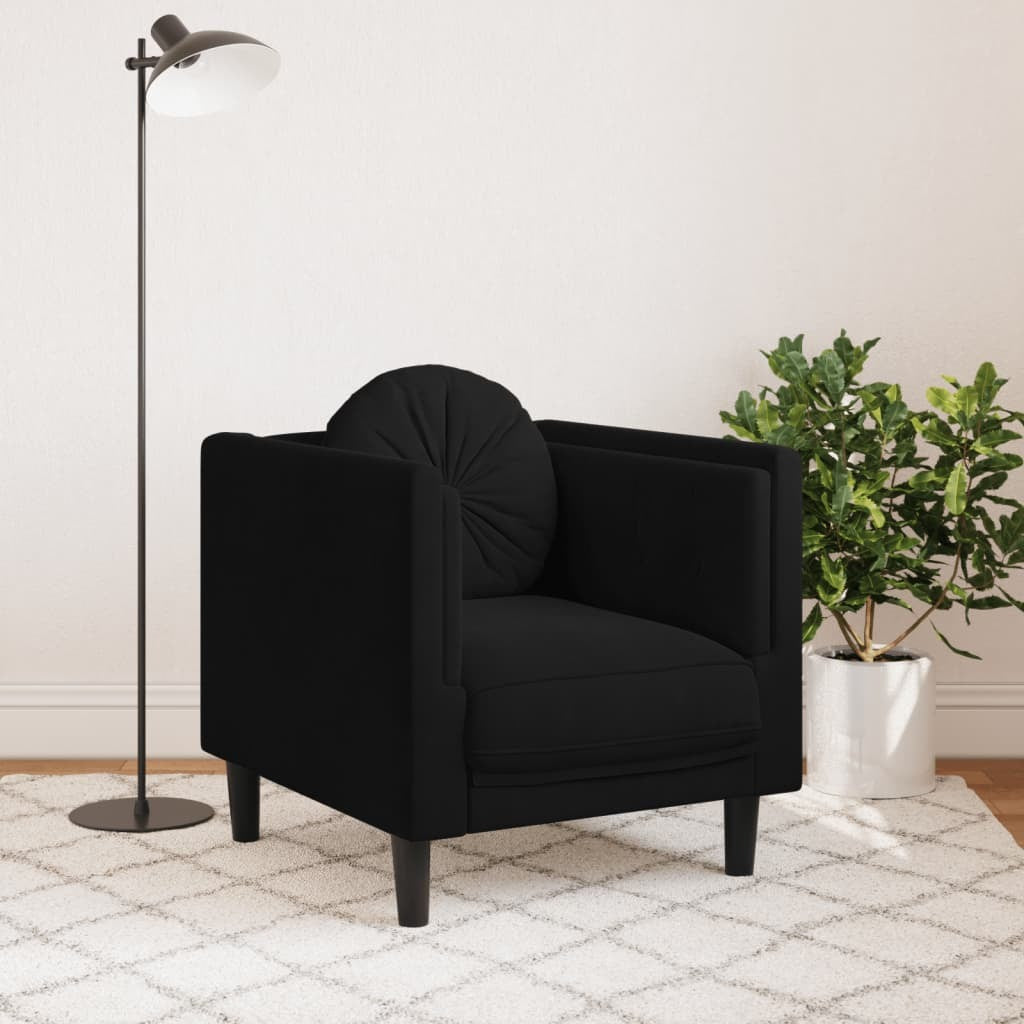 Sofa Chair with Cushion Black Velvet