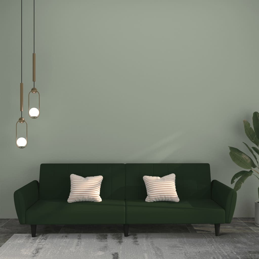 2-Seater Sofa Bed Dark Green Velvet