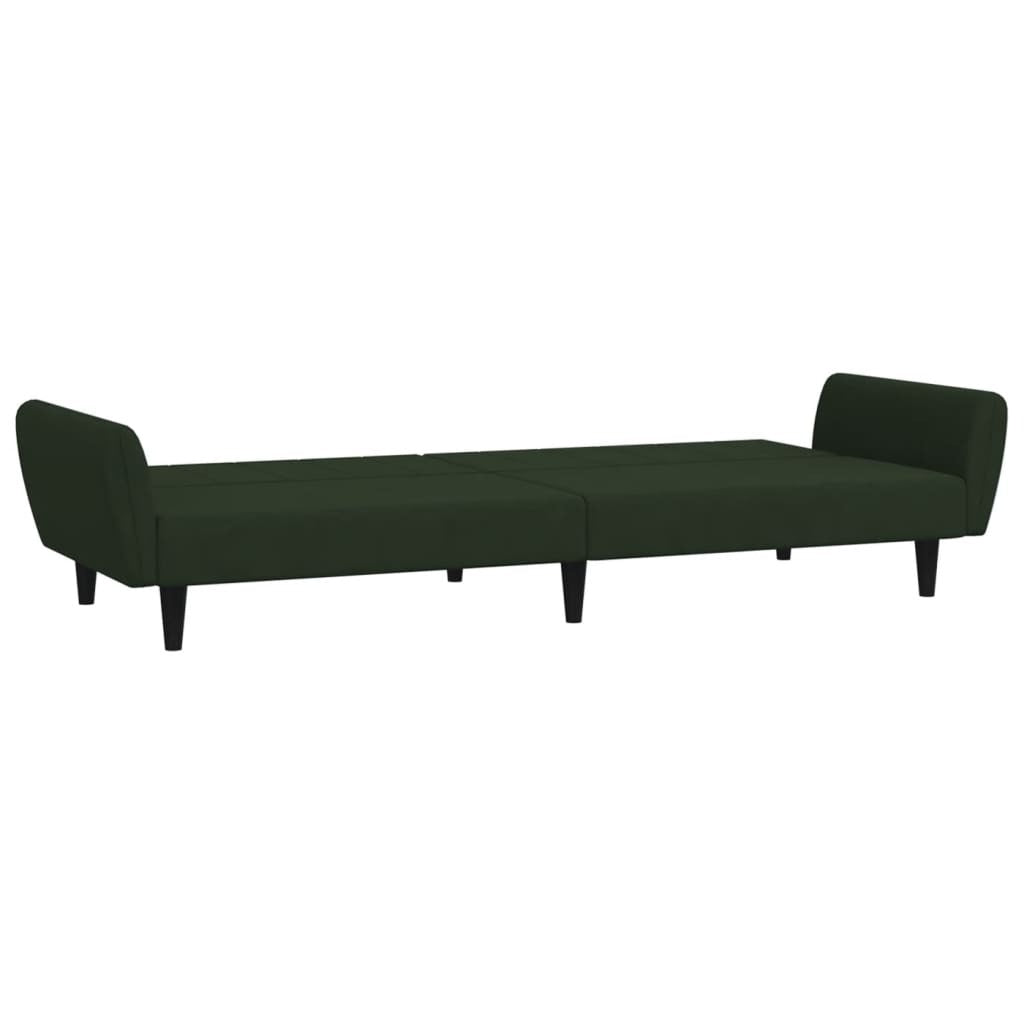 2-Seater Sofa Bed Dark Green Velvet