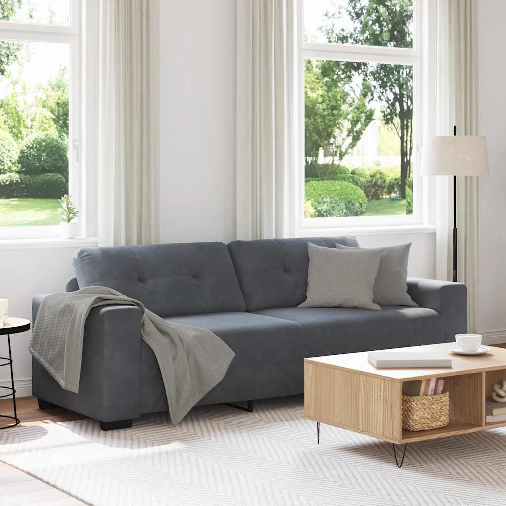 3-Seater Sofa Dark Grey 180 cm Velvet
