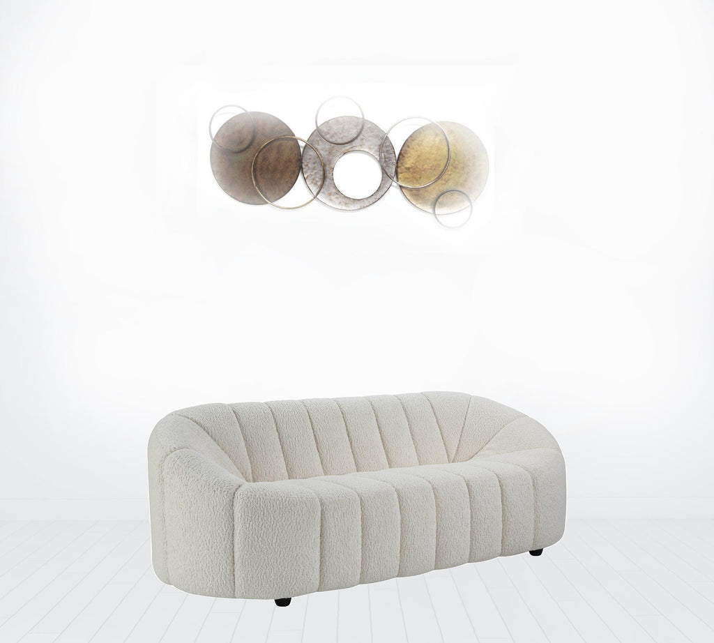 84" White Sherpa Sofa With Black Legs