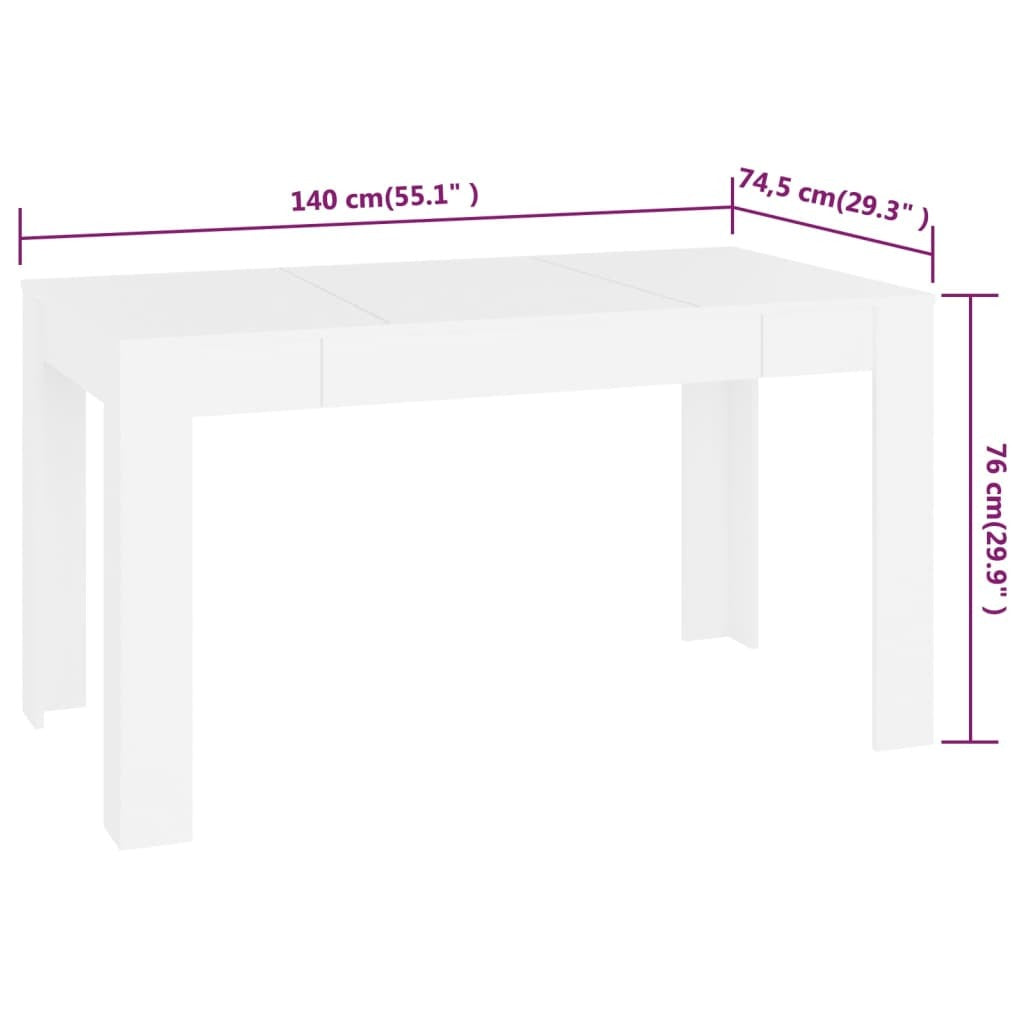 Dining Table White 55.1"x29.3"x29.9" Engineered Wood
