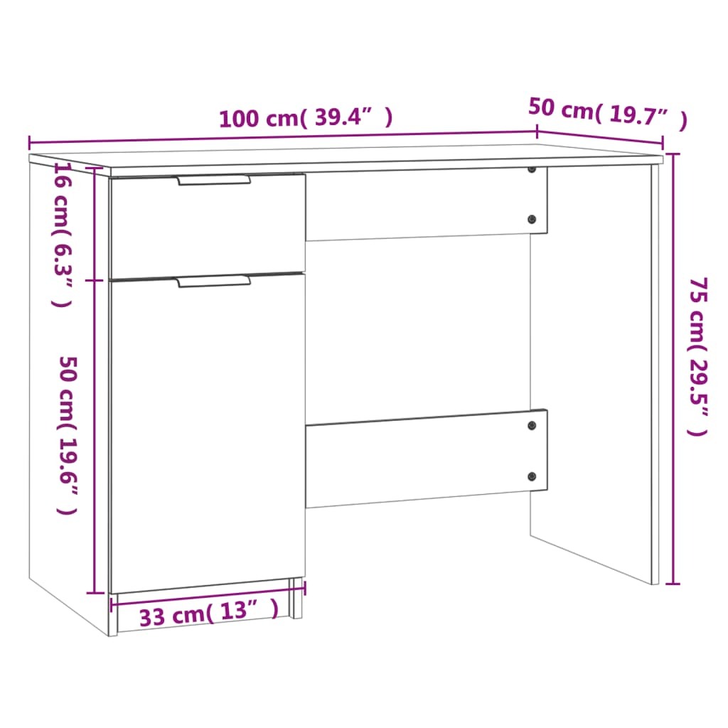 Desk Black 39.4"x19.7"x29.5" Engineered Wood
