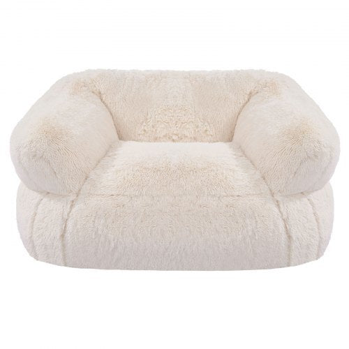 Bean Bag Chair, BeanBag Sofa Chair with Armrests for Adults, Fluffy Plush & High-Density Foam Filling Adult Bean Bag with Zapper, Comfy Lazy Sofa Chair Ideal for Living Room, Bedroom, Beige
