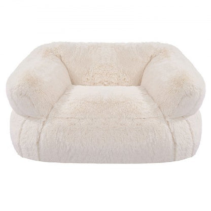 Bean Bag Chair, BeanBag Sofa Chair with Armrests for Adults, Fluffy Plush & High-Density Foam Filling Adult Bean Bag with Zapper, Comfy Lazy Sofa Chair Ideal for Living Room, Bedroom, Beige