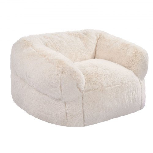 Bean Bag Chair, BeanBag Sofa Chair with Armrests for Adults, Fluffy Plush & High-Density Foam Filling Adult Bean Bag with Zapper, Comfy Lazy Sofa Chair Ideal for Living Room, Bedroom, Beige