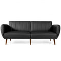 3 Seat Convertible Sofa Bed with Adjustable Backrest for Living Room-Black