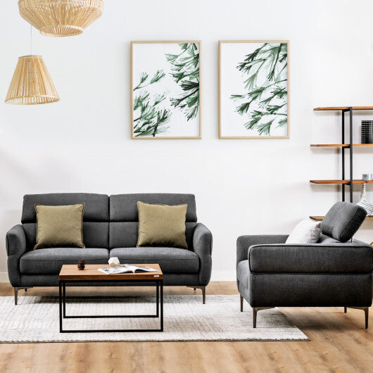 Modern Couched Sofa set with Adjustable Headrest-Gray - Color: Gray
