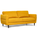 72 Inch Small Fabric Loveseat Sofa Couch with Wood Legs-Yellow - Color: Yellow