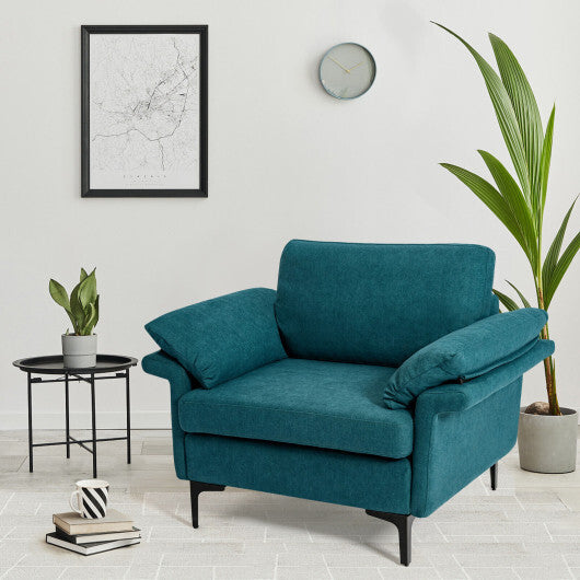 Modern Fabric Accent Armchair with Original Distributed Spring and Armrest Cushions-Gray