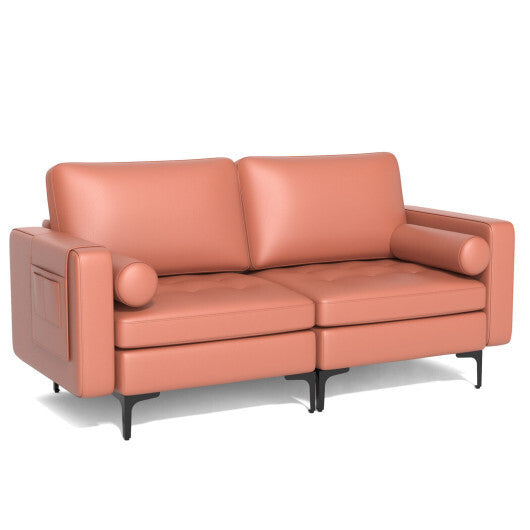 Modular 1/2/3/4-Seat L-Shaped Sectional Sofa Couch with Socket USB Port-2-Seat