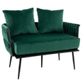 Modern Loveseat Sofa Upholstered Dutch Velvet Sofa Couch-Green - Color: Green
