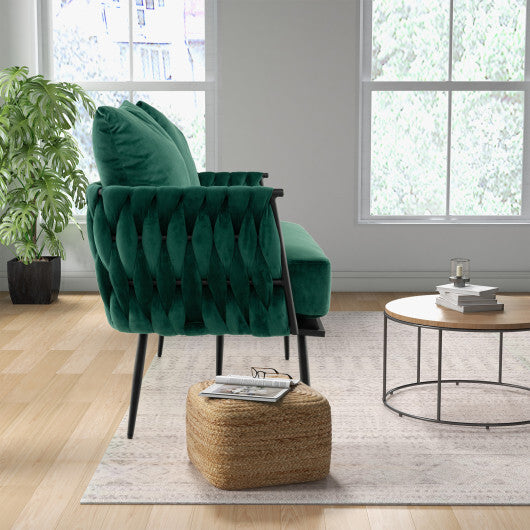 Modern Loveseat Sofa Upholstered Dutch Velvet Sofa Couch-Green - Color: Green