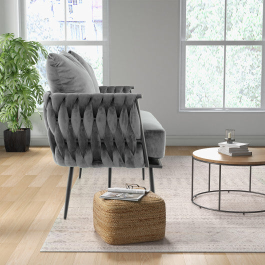 Modern Loveseat Sofa Upholstered Dutch Velvet Sofa Couch-Gray - Color: Gray