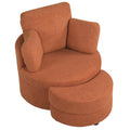 360 Swivel Accent Chair with Half Moon Storage Ottoman-Light Brown - Color: Light Brown