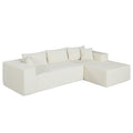Modular Sectional Sofa Corduroy Upholstered L-shaped Sofa Couch with Deep Seats-Beige - Color: Beige