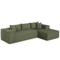Modular Sectional Sofa Corduroy Upholstered L-shaped Sofa Couch with Deep Seats-Green - Color: Green