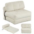 Folding Sofa Bed with Pillow and Back Support for Living Room-Beige - Color: Beige