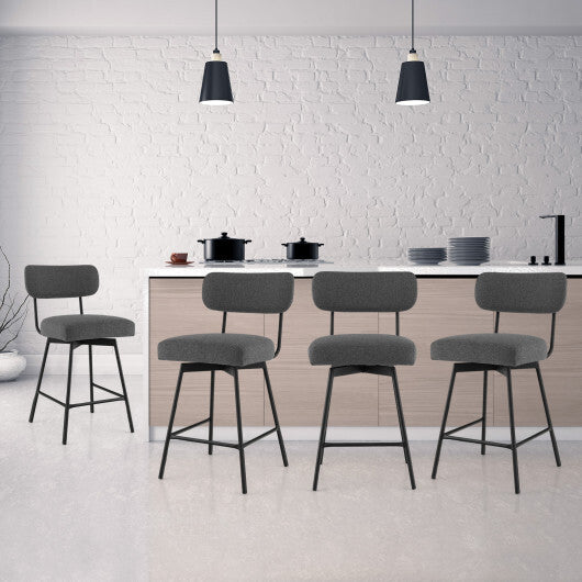 25 Inch 2-Piece Modern Upholstered Bar Stools with Back and Footrests-Beige