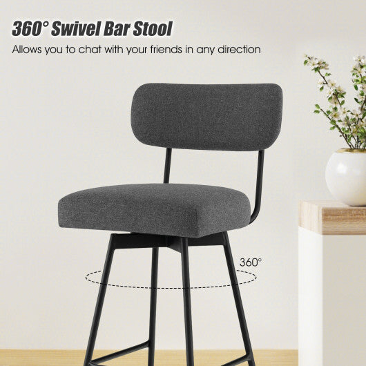 25 Inch 2-Piece Modern Upholstered Bar Stools with Back and Footrests-Beige