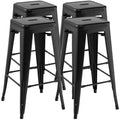 30 Inch Bar Stools Set of 4 with Square Seat and Handling Hole-Black - Color: Black