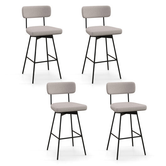 29 Inch Counter Height Upholstered Swivel Bar Stool Set of 2-beige