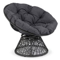 Swivel Papasan Chair Round Wicker Lounge Chair with Thick Cushion-Grey - Color: Gray