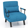 Costway Folding 6 Position Convertible Sleeper Bed Armchair Lounge Couch with Pillow-Blue - Color: Blue