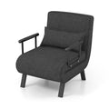 Costway Folding 6 Position Convertible Sleeper Bed Armchair Lounge Couch with Pillow-Gray - Color: Gray