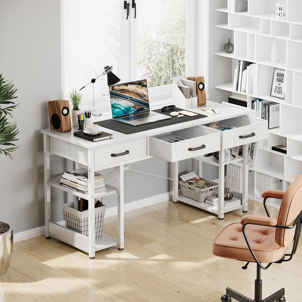 White 48 Inch Contemporary Premier Desk With Drawers